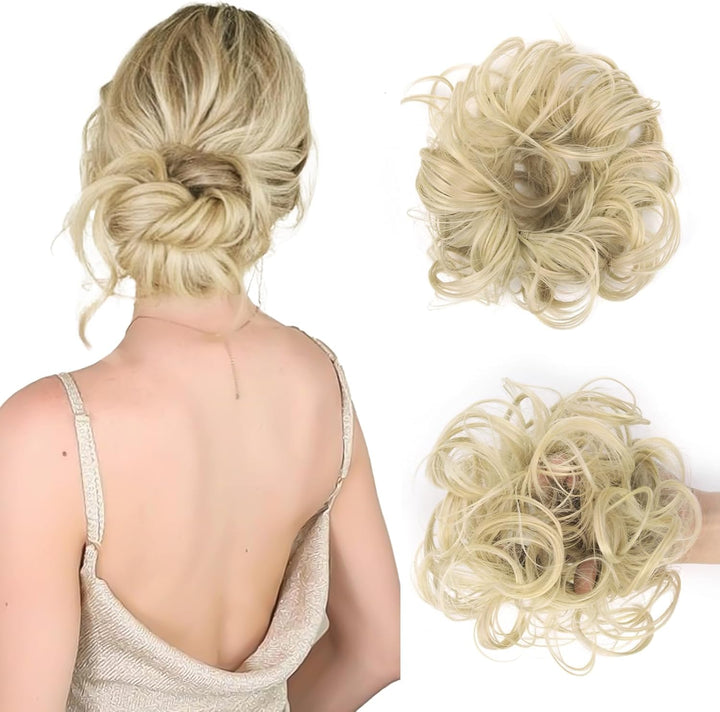 Messy Bun Hair Piece for Women,Curly Wavy Hair Scrunchies Bun Extensions Hairpieces,Synthetic Hair Chignons Accessories Updo for Girls(18/22#,35G)
