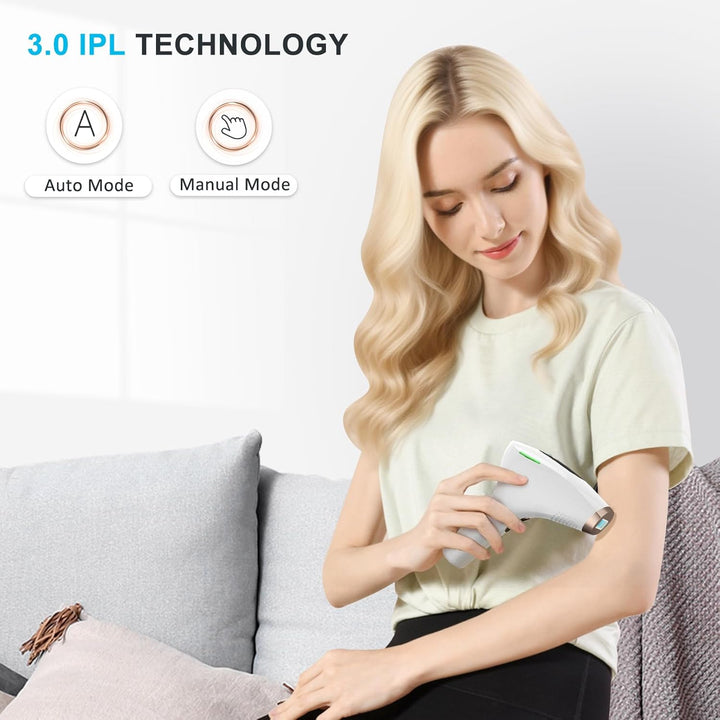 IPL Hair Removal Devices,  Laser Hair Removal Device 999.999 Flashes for Women/Men, up to 1200NM Wavelength, Two Mode, High Energy Levels Painless Laser Hair Removal for Whole Body (White)