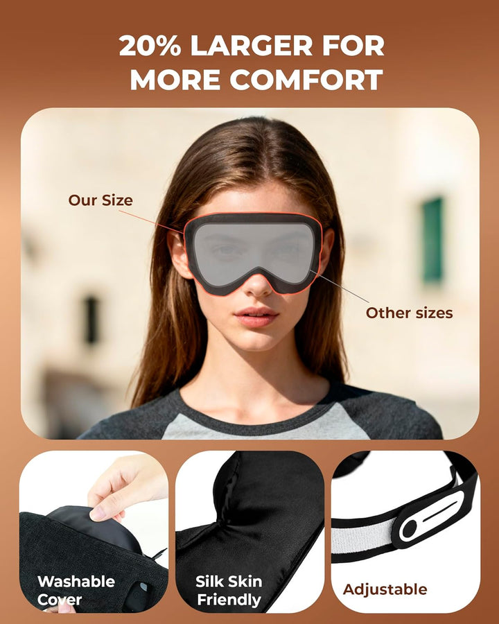 Heated Eye Mask: Cordless Warm Eye Compress - Rechargeable Silk Sleep Mask for Sleep Travel Office - Moist-Warming Mask with Adjustable Heat & Timer Washable Cover, Gift for Women Men Thermal Pillows