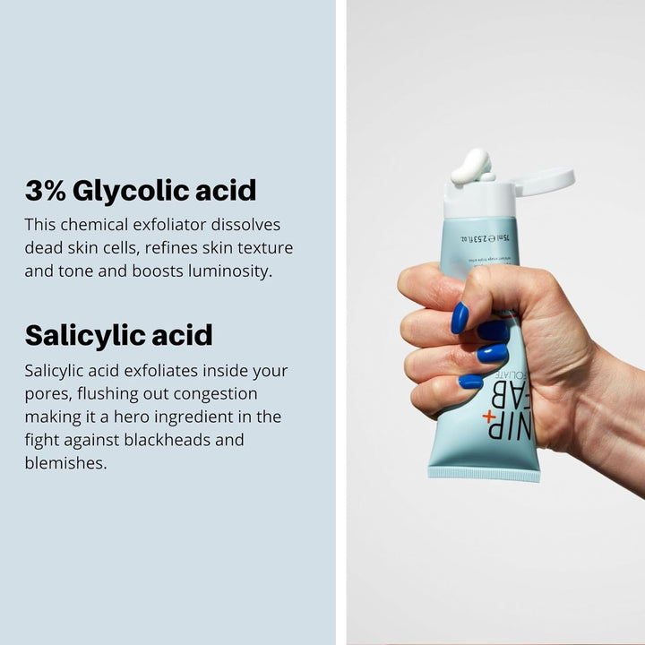 Nip + Fab Glycolic Acid Fix Face Scrub with Salicylic Acid, AHA/BHA Exfoliating Facial Cleanser Polish for Refining Pores Skin Brightening, 75 Ml
