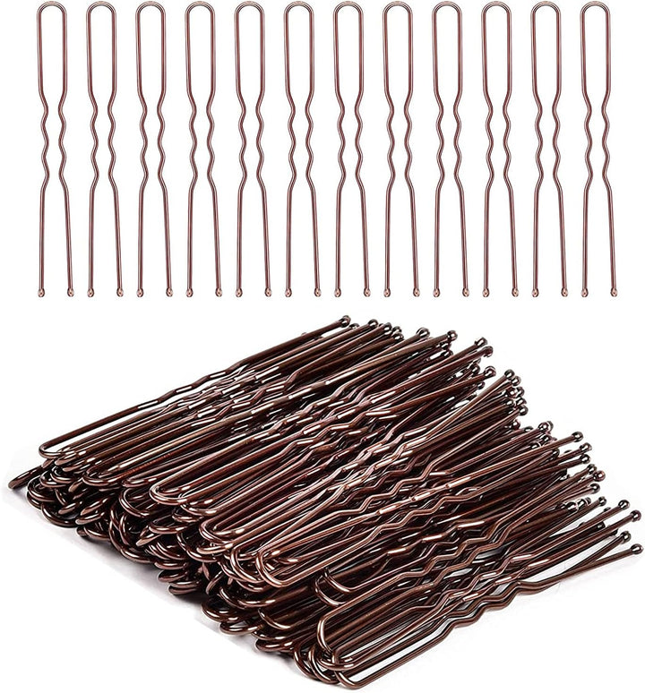 Brown Hair Pins,Bobby Pins U Shape Hair Bun Pins Bun Pins Hair Clips Hair Grips for Women Hair Styling Pins 50 Pieces Ideal for All Hair Types (6 Cm/2.36 Inch)