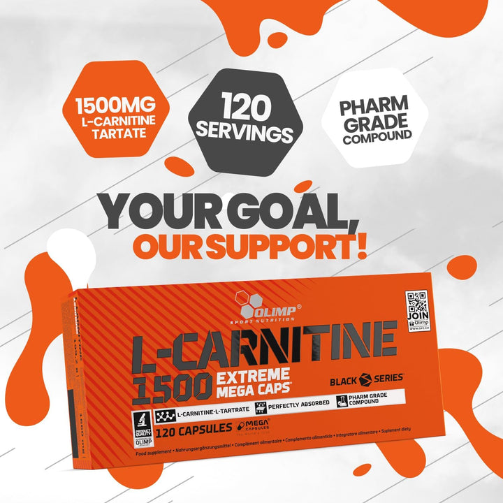 Olimp L-Carnitine 1500 Extreme Mega Capsules - Pack of 120 Capsules