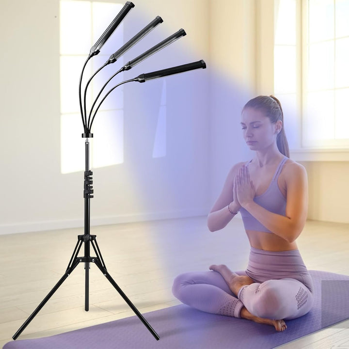 Tanning Lamp for Home, Tanning Lamp with 420Pcs Leds, 40W Face Tanning Lamp with 4 Lamp Heads and Adjustable Bracket, 460Nm Sun Lamp, Sunbeds for Home Tanning, Tanning Bed for Face and Body