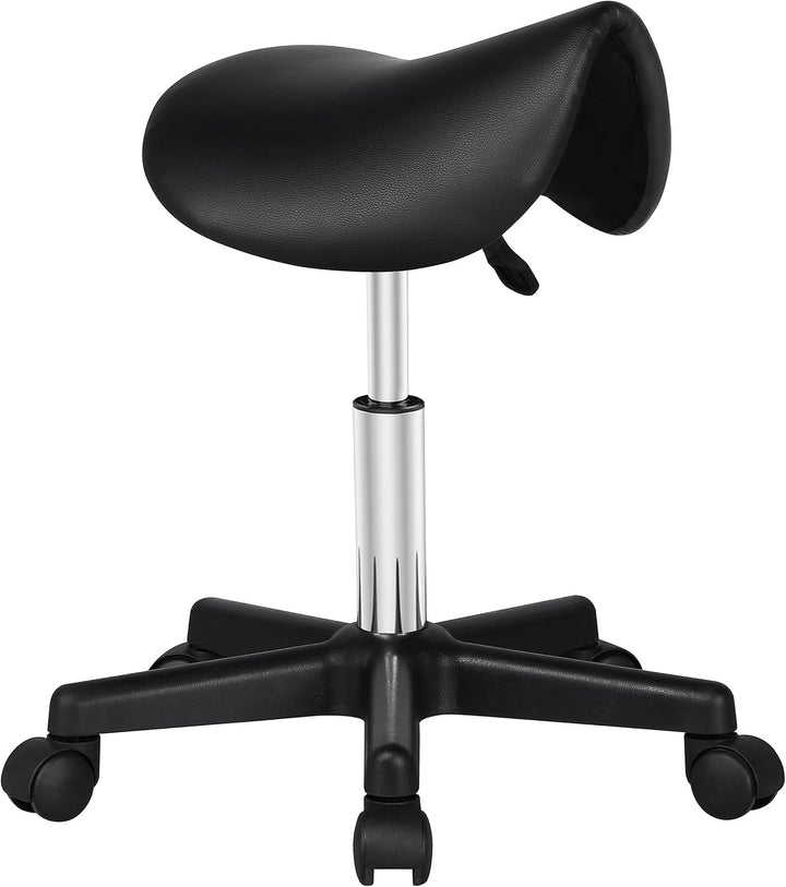 Saddle Stool Adjustable Rolling Salon Chair Swivel Rolling Wheels & Ergonomic for Hairdressing Massage Tattoo Spa Saddle Black