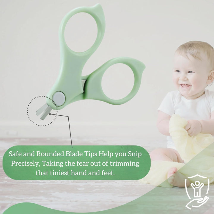 Baby Nail Manicure Pedicure Grooming Care Kit (4 Pack)| Clippers Scissors File Tweezers | Newborn Infant Toddler Kids |Green|