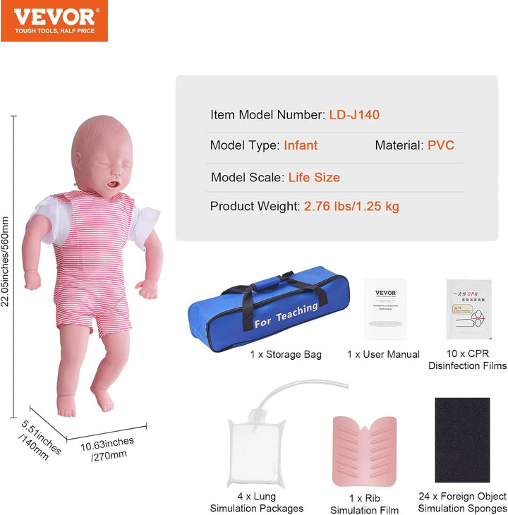 Infant CPR Training Manikin, Heimlich Maneuver and Cardiopulmonary Resuscitation (CPR) Practice, Professional Infant Airway Obstruction Training Manikin, Baby Infarction Model for Education