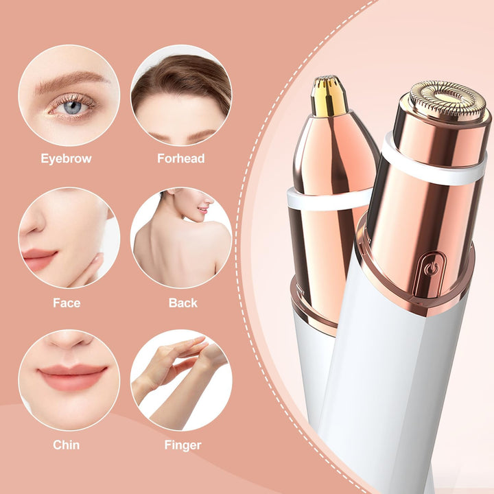 2-In-1 Women'S Eyebrow Trimmer & Facial Hair Remover with LED Light - Professional Painless Precision Grooming Tool for Eyebrows, Upper Lip & Face