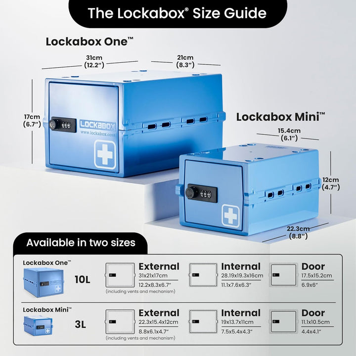 One™ | Premium Lockable Medicine Box (10L) | Lightweight & Hygienic Medicine Lock Box | Made in Britain | External Size 31 X 21 X 17 Cm (Medi Blue)