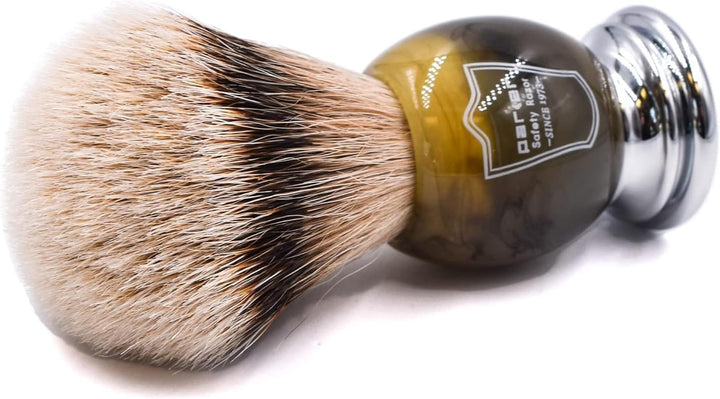 100% Silvertip Badger Bristle Faux Horn Handle Shaving Brush - Brush Stand Included