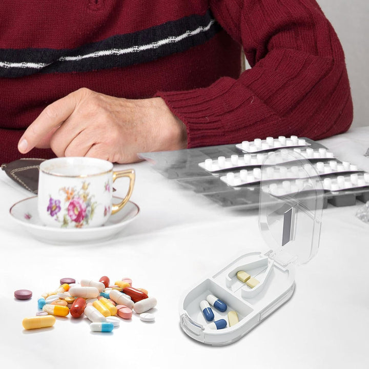 Pill Cutter Box | Portable Mini Pill Cutter Storage Box, Small Pill Box Medicine Supplement Pill Case Dispenser for Outdoor Travel