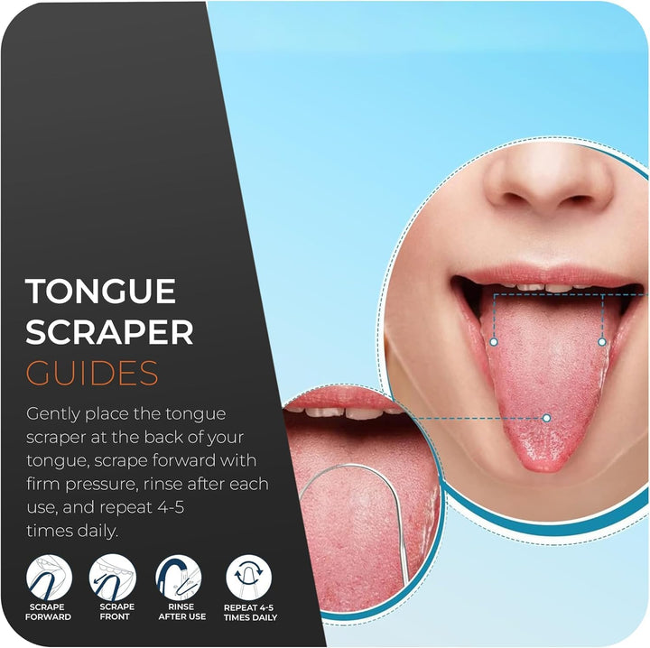 Tongue Scraper, 2 U-Shaped - Tongue Cleaner Stainless Steel, Optimal Oral Hygiene - Fresh Breath & Healthy Mouth Tongue Scrapers for Adults & Kids