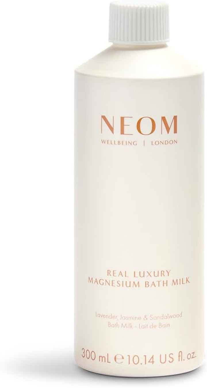 Real Luxury Magnesium Bath Milk, 300Ml I 100% Natural Lavender, Jasmine and Sandalwood I Milky Texture I Relaxing I Soothing I Relieve Sore and Tired Muscles.