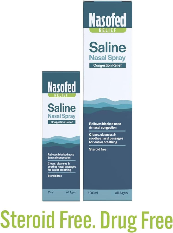 Saline Nasal Spray. Isotonic Saline Solution. Effective and Gentle Relief from Nasal Congestion Caused by Colds, Sinusitis, Hayfever and Allergies. 1 X 100 Ml