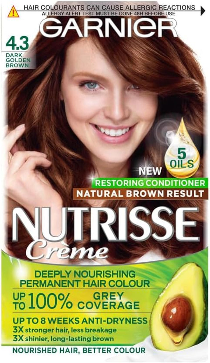 Nutrisse Ultra Crème Vegan Hair Dye, 3 Darkest Brown. Ensures 100% Grey Coverage and Intense, Rich 8-Week Colour. This No-Ammonia, Vegan Formula Provides a Deep, Beautiful Dark Shade.