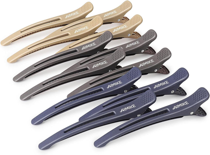 6Pcs Duck Billed Hair Clips for Styling & Sectioning, No Crease, Salon & Cutting Clips with Silicone Band