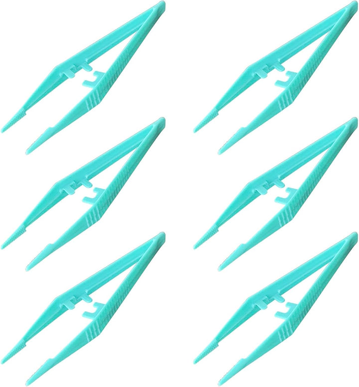 6-Pack Reusable Plastic Tweezers for Kids - Perfect for Health, Beauty, First Aid, Medical, DIY, Arts & Crafts,Medical Tweezers