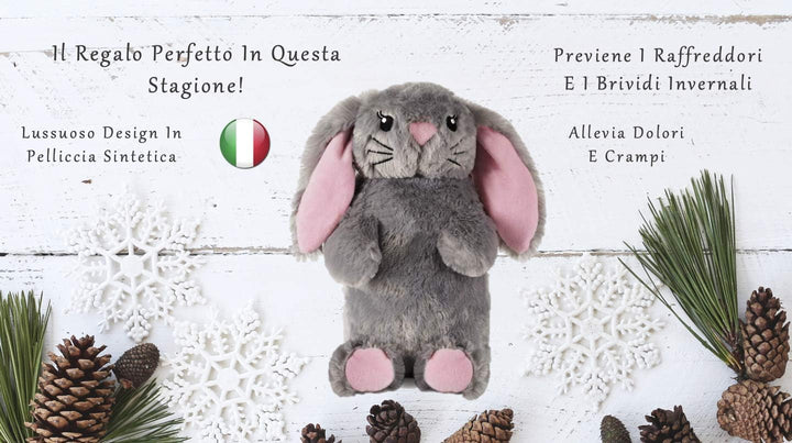 Deseo Bunny Hot Water Bottle in Luxurious Faux Fur (1 Litre) - Medium, Plush, Pink -