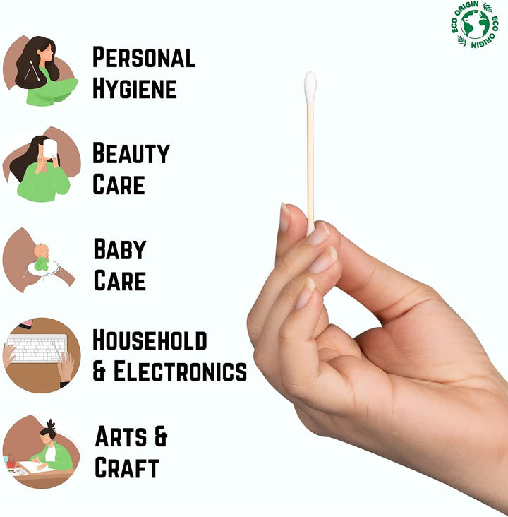 600 Bamboo Cotton Buds |100% Eco-Friendly Biodegradable | Cotton Wool Buds | Compostable Bamboo Earbuds | Recycled Plastic Free Packaging | Correct Makeup | Carbon Offsetting | 6X100 Ear Buds Cotton