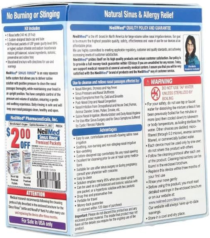 Sinus Rinse Original Kit, Squeeze Bottle + 60 Sachets