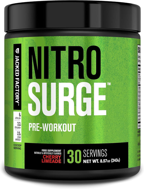 Nitrosurge Pre Workout Powder - 6G L-Citrulline, 3.2G Beta Alanine, 2.5G Betaine Anhydrous, 360Mg Caffeine Anhydrous - 30 Servings, Cherry Limeade