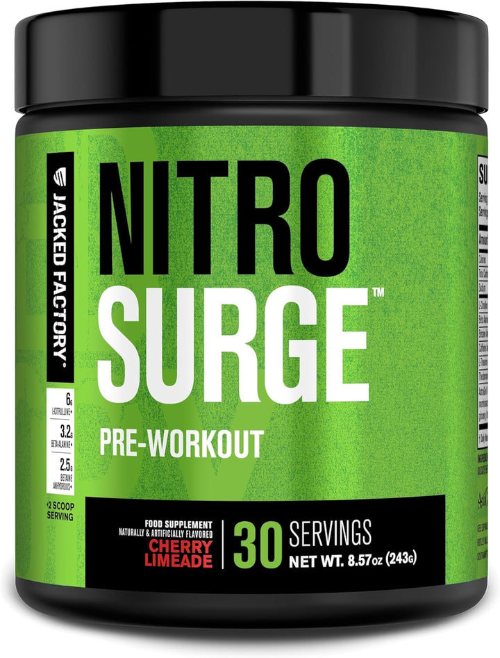 Nitrosurge Pre Workout Powder - 6G L-Citrulline, 3.2G Beta Alanine, 2.5G Betaine Anhydrous, 360Mg Caffeine Anhydrous - 30 Servings, Cherry Limeade