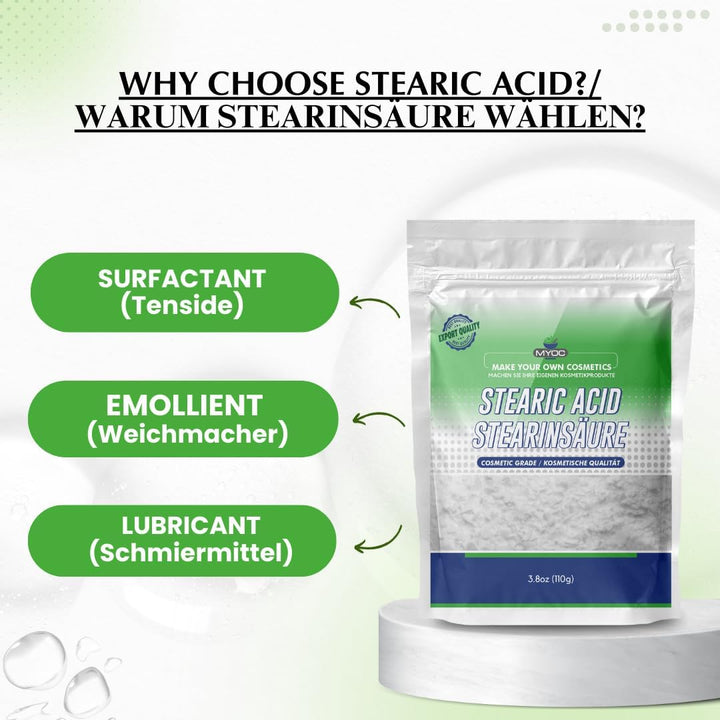 Stearic Acid – Cosmetic Grade – Essential Ingredient for Skincare, Soap Making, and DIY Formulations - 110 G / 3.8 Oz
