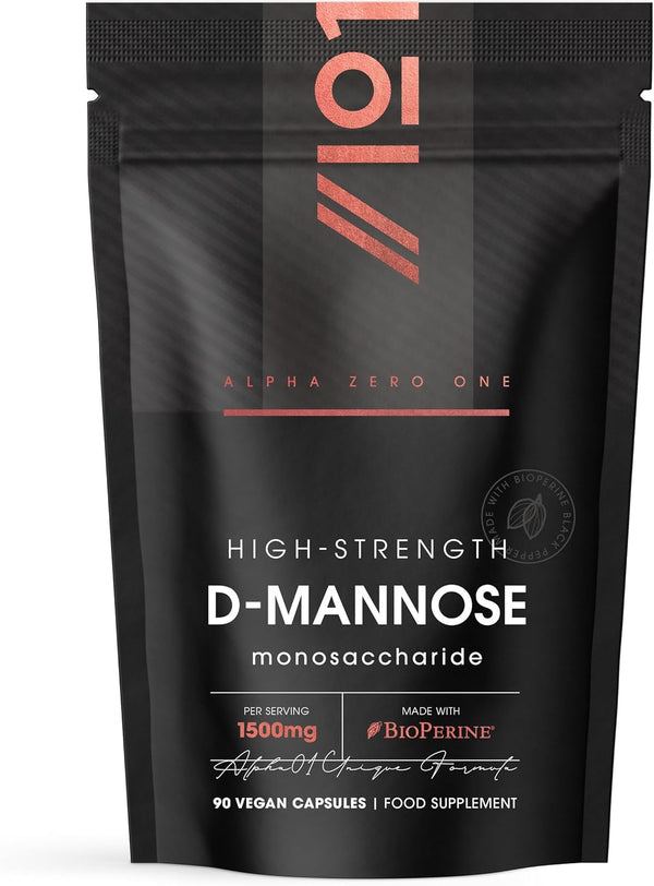 D-Mannose 1500Mg with Bioperine® – 90 Vegan Capsules – Made with Bioperine® Black Pepper for Higher Bioavailability – Resealable and Recyclable Pouch – by ®