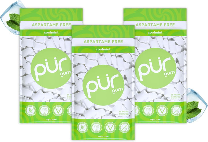 | Sugar Free Chewing Gum | Made with Xylitol | Vegan, Aspartame Free, Gluten Free & Keto Friendly | Natural Spearmint Flavoured Gum, 55 Pieces (Pack of 1)