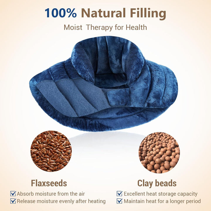 Microwave Heating Pad for Neck, Shoulders, 2.42LB Weighted Microwavable Neck Warmer for Pain Relief, Wearables Adjustable Heated Neck Wrap, Wheat Bags with Moist Heat Therapy, Recovery Gifts