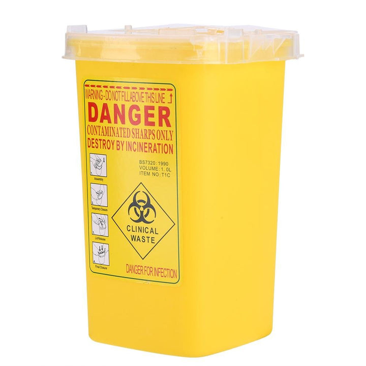 Sharps Bin -  Biohazard Needle Container Disposable Tattoo Medical Plastic Box 1 Litre (Color : Yellow)