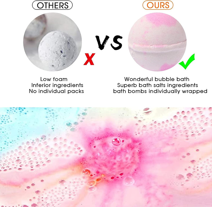 Bath Bombs, Gift Set Rich in Essential Oils Natural Handmade Bath&Spa Fizzles Marvelous Salts to Moisturize Skin and Relieve Stress Romantic Gifts for Her/Him/Girlfriend/Wife (Pack of 12)