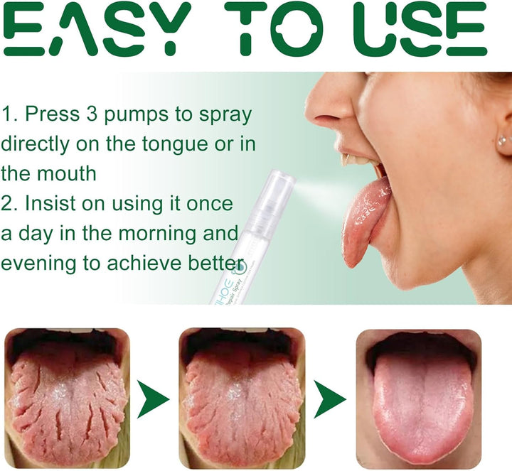 Tongue Repair Spray,Sore Tongue Relief,Mint Breath Spray,Breath Freshener Spray,Instant Dry Mouth Relief,Tongue Relief Treatment,Tongue Repair Spray for Dryness, White Coating and Bad Breath