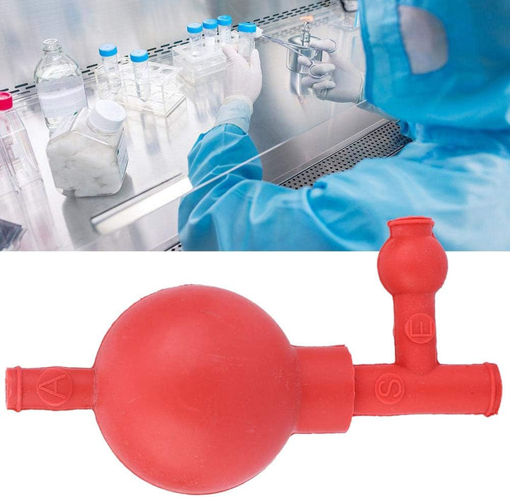 2 Pcs Suction Bulb Quantitative Ear Sucking Washing 3 Way Rubber Bulb for Laboratory Industrial Agricultural Research Food Red