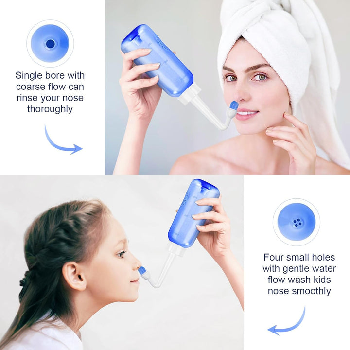 Neti Pot Sinus Rinse Bottle - Gentle Nasal Wash Bottle Nose Cleaner for Effective Pressure Irrigatio 300 ML with 20 Nasal Wash Salt Packets