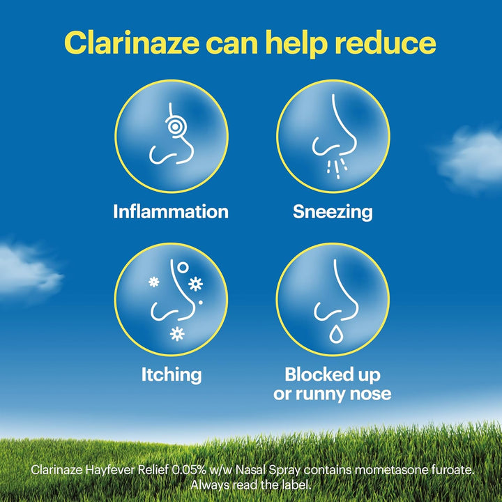 Clarinaze Hayfever Relief Nasal Spray, Prescription Strength, Effective Relief from Allergy Symptoms, Mometasone Furoate 0.05%, 60 Sprays.