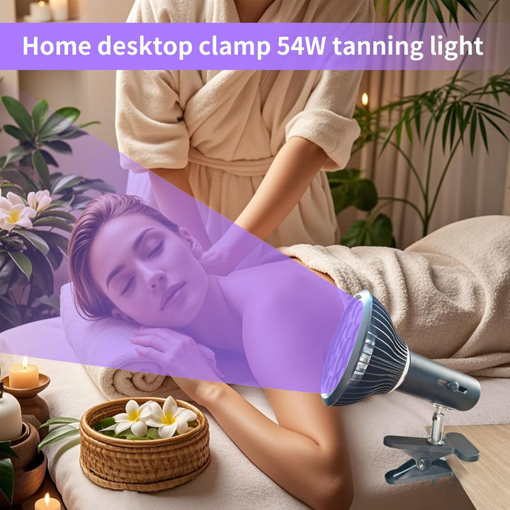 54W Face Tanning Lamp,Tanning Lamp Solarium for Home, All Skin Tones,180 ° Rotation Sun Lamp for Face and Body with Eye Mask, for Antique Bronze Skin with 18Pcs Leds (Black)