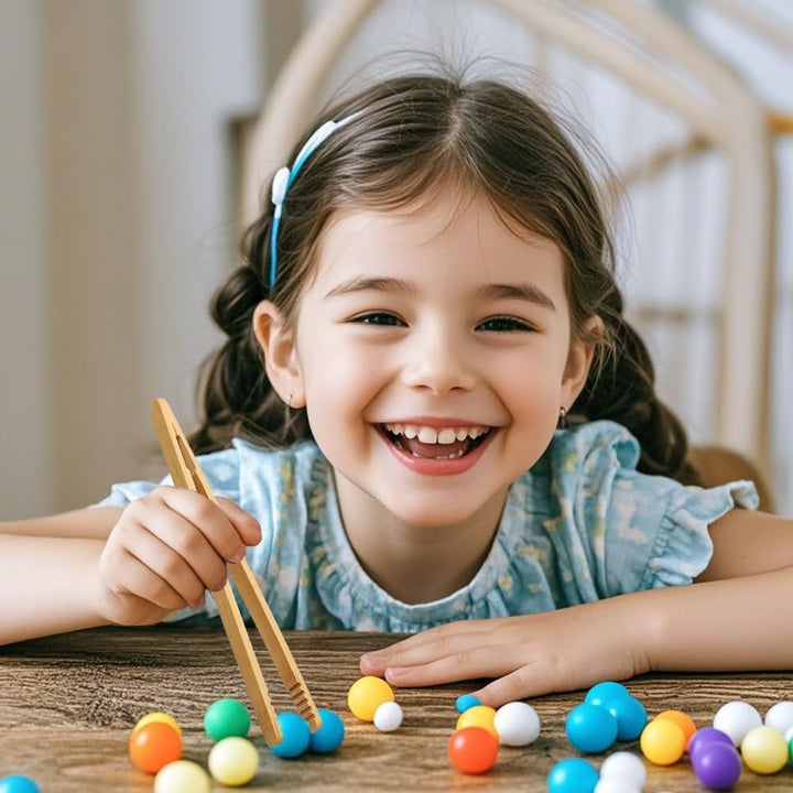 4 Pcs Wooden Tweezers Kids Tweezers, 18Cm Childrens Tweezer for Kids Tweezer Wooden Tongs Kid Educational Toy Toy Tongs for Kid Fine Motor Skills Toys