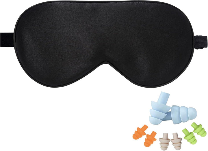 100% Natural Mulberry Silk Eye Mask for Sleeping with a Travel Pouch, Both Sides 19 Momme Organic Silk, Adjustable Sleep Eye Mask for Women, Green-Floral