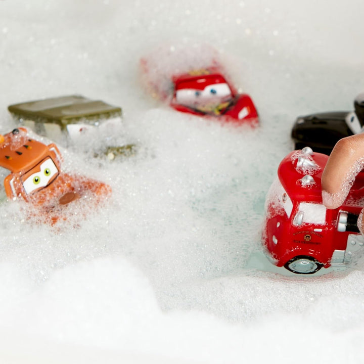 Store Official  Pixar Cars Bath Toy Set, 5 Pc., Baby Playset Includes Lightning Mcqueen, Mater, Red, Sheriff and Sarge Figures - Bath or Paddling Pool Toy, Suitable for 6 Months+