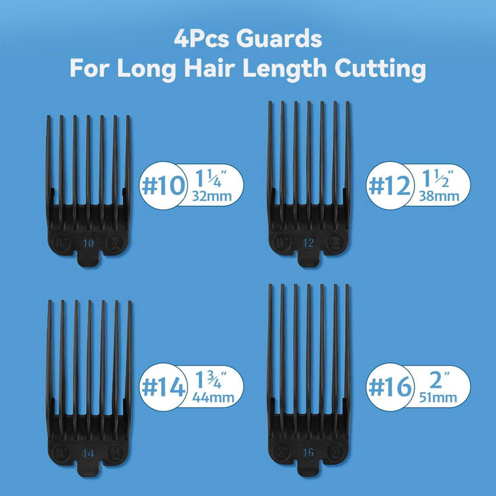 Clipper Guards Set for Wahl 16 14 12 10, for Clippers and Babyliss FX870, Clipper Guides Replacement - 4 Piece Set for Multiple Sizes Universal 1.25", 1.5",1.75",2", Black