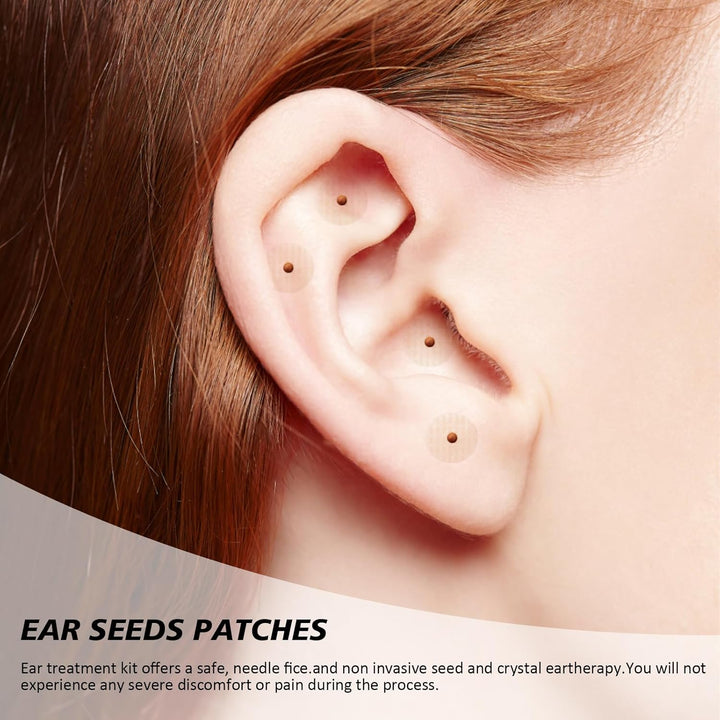 200 Stickers Ear Seeds 24K Gold, Acupuncture Ear Seeds,Acu Seeds,Disposable Ear Health Care Sticker,Helps Stress,Migraines Anxiety, Insomnia,Depression and Menopause Symptoms