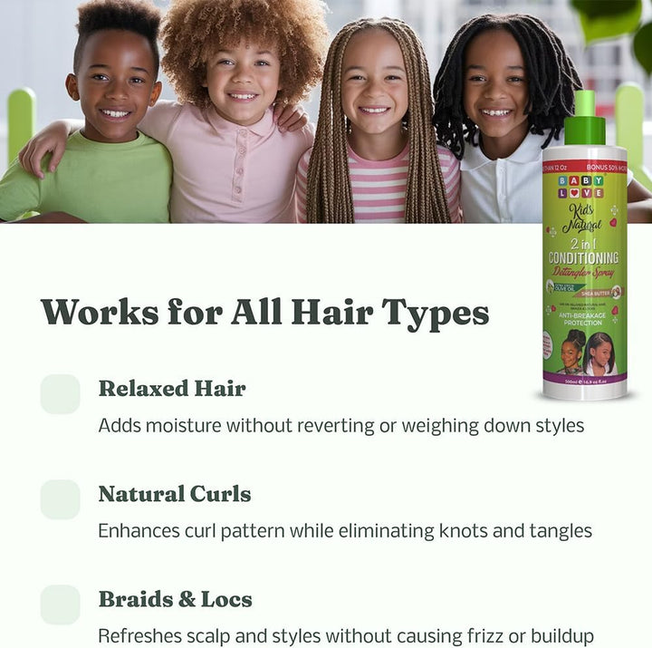 BABY LOVE KIDS NATURAL 2-IN-1 SHEA BUTTER CONDITIONING DETANGLING SPRAY 500ML