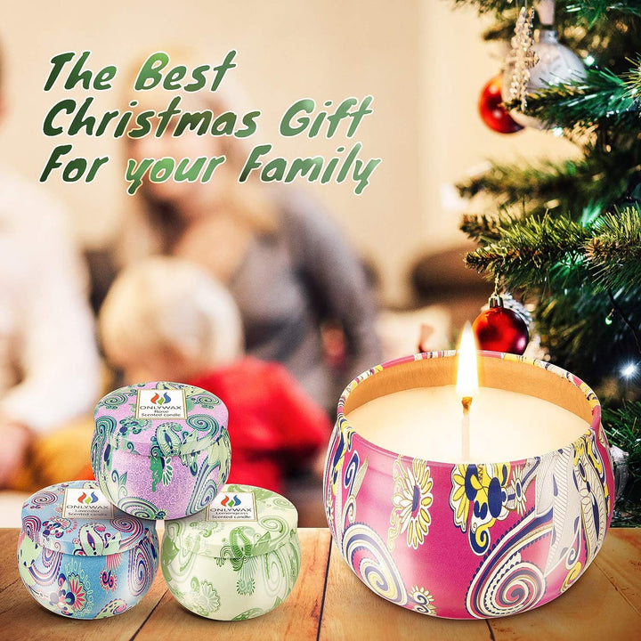 4 X 125 Grams Scented Candles, Soy Wax Aromatherapy Candle Gift Set for Women, Rose, Lavender, Vanilla, Lemongrass