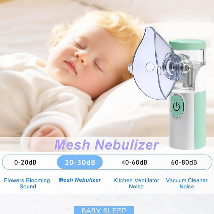 Nebuliser Machine for Adults& Kids,Handheld Nebulizer with Charging Function,With 2 Masks and Mouthpiece, Handheld Nebulizer Easy to Use & Clean, Suit for Home & Travel (Green)