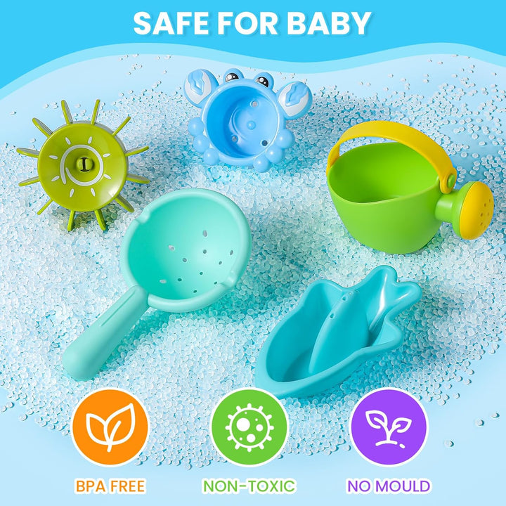 Baby Bath Toys for 1 2 3 4 Year Olds Toddler Kids - 10PCS Mould Free Water Play Swimming Pool Toys No Mould Watering Can Bath Boats Bath Cups Water Wheel for Children Boys Girls