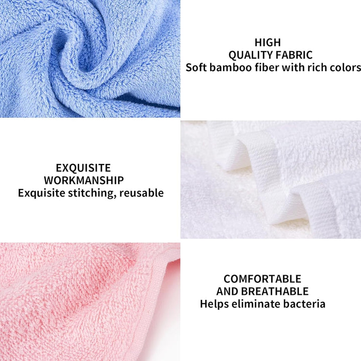 4Pcs Bamboo Face Cloth, Soft Flannel Face Cloth, 25 * 25CM Reusable Soft Bamboo Wash Cloths for Babies, Flannels Wash Cloth Face Towels for Adults Kids Sports Beatuty