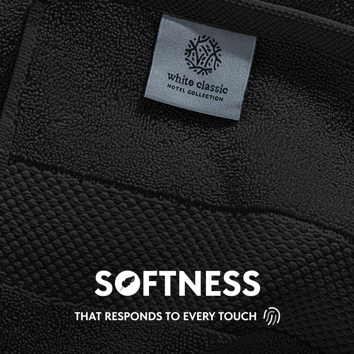 Luxury Cotton 12 Pc Flannel Set, Hotel Style Small Bath Towel and Face Cloth 33X33 Cm, Black Soft Plush Flannels Pack of 12, Thick High Absorbent Wash Clothes, Face Towels