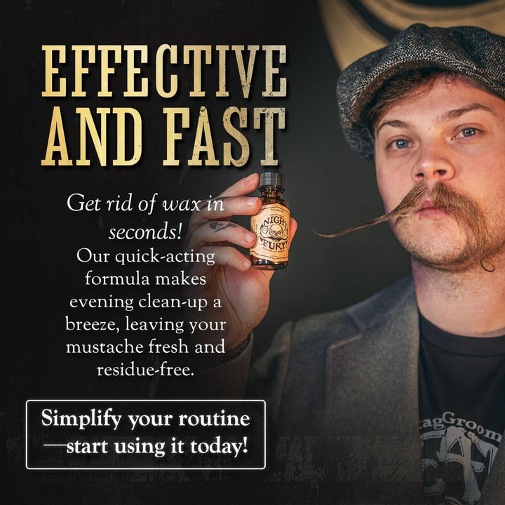 Moustache Wax Remover for Handlebar Moustaches by  Strong Hold Mustache Wax - Night Fury Mustache Wax Remover 1Oz or 30Ml