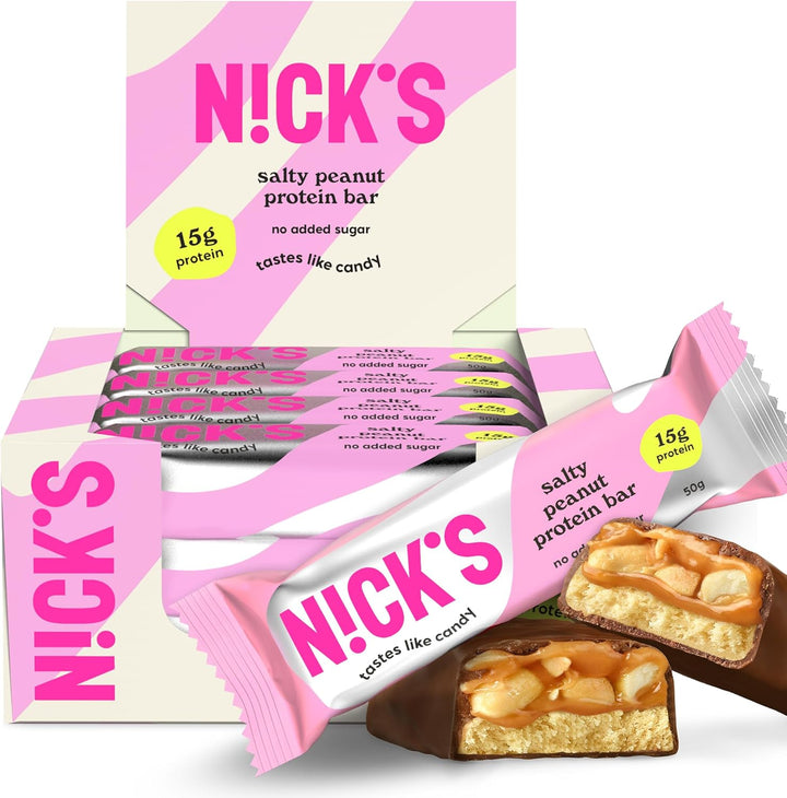 NICKS Protein Bar Mix Box, Keto Snack Bars 4G Net Carbs, 15G Protein, 5G Collagen No Added Sugar Gluten Free Low Carb Snacks (9X50G)