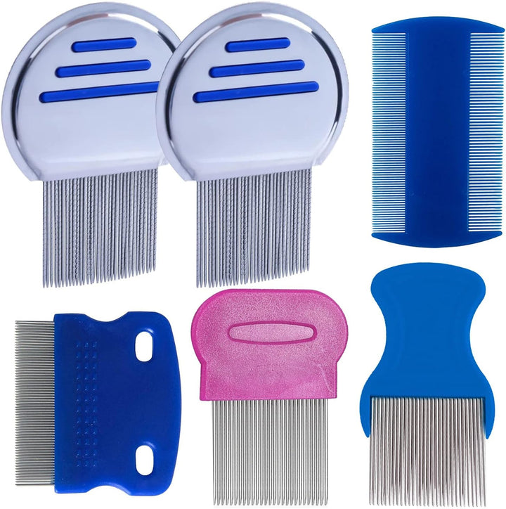 6Pcs Lice Comb,Double Sided Nit Comb for Head Lice Treatment[Including Long Thick Hair], Nit Free Comb for Kids Pets and Adults